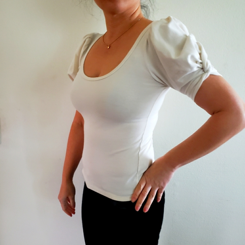 Reformation Frances Puffed Sleeve Shirt White